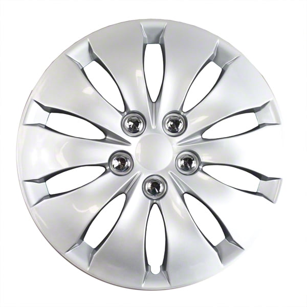 Fuel Rider Set of 4 16 inch Silver Snap-On Hubcaps With 10 Spoke Compatible With 2008-2012 Honda Accord Standard Steel Wheel Covers