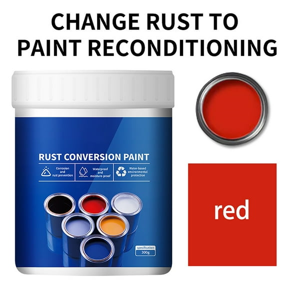 Rust Converter for Metal, Water-Based Metallic Paint Rust Remover with Brush, Anti-Rust Protection Car Coating Primers for Stopping and Preventing from Spreading Rust(Red,300g)