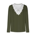 thumbnail image 4 of Easter Shirts for Women Women's Tops Casual Women's Fashion Fall Gradient Tops Long Sleeve Lace Trim V Neck Casual Shirts Basic Tees Loose fit Tunic Blouses Short Sleeve Shirts for Women Casual Boho, 4 of 5