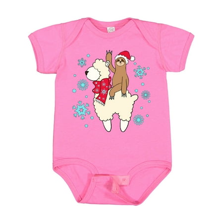 

Inktastic Christmas Cute Sloth and Llama Gift Baby Boy or Baby Girl Bodysuit