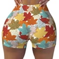 thumbnail image 2 of Honeii Fall Maple Leaves Print Women's Workout Shorts, Gym Shorts for Active Wear, Sports Shorts,Women's Running Shorts,Quick Dry Athletic Shorts-X-Large, 2 of 8