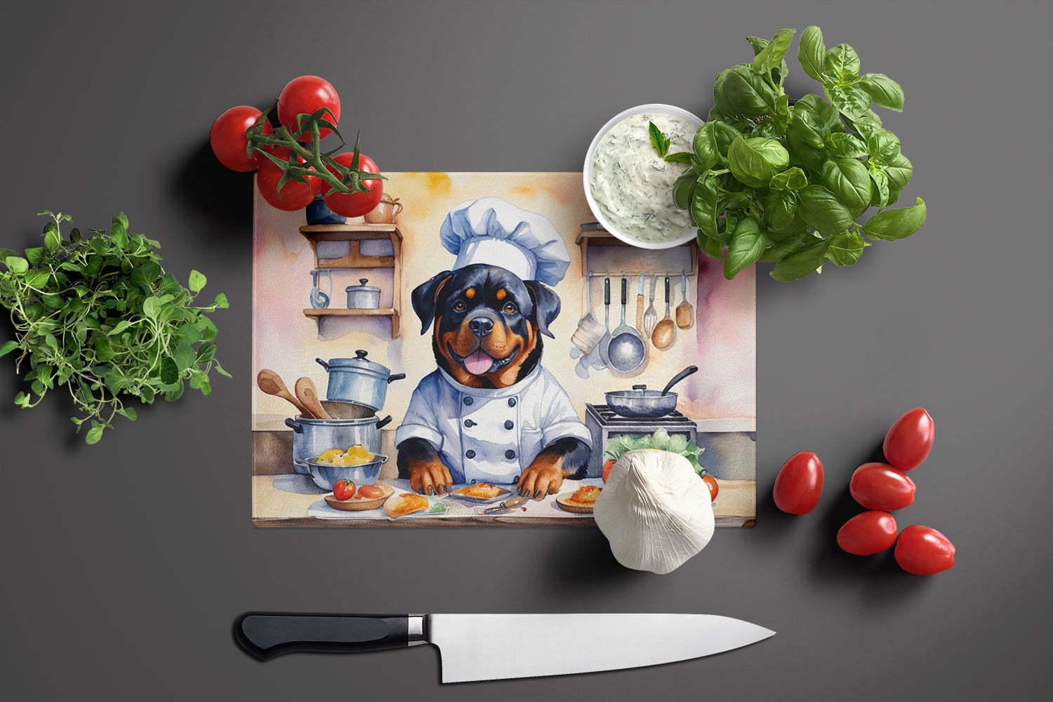 Rottweiler The Chef Glass Cutting Board 12 in x 15 in
