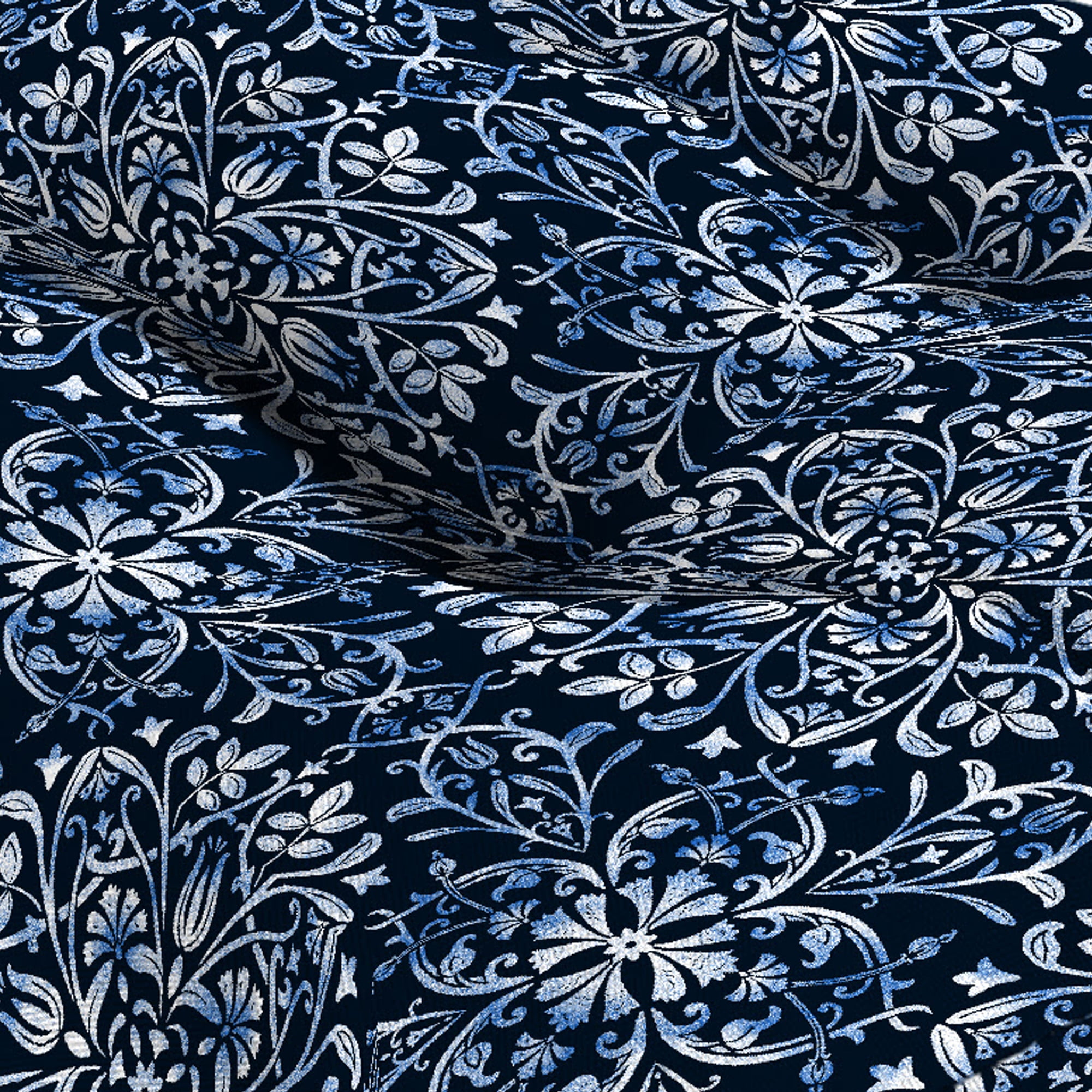 Jordan Manufacturing 18" x 18" Dresden Midnight Navy Damask Square Tufted Contoured Outdoor Wicker Seat Cushion (2 Pack)