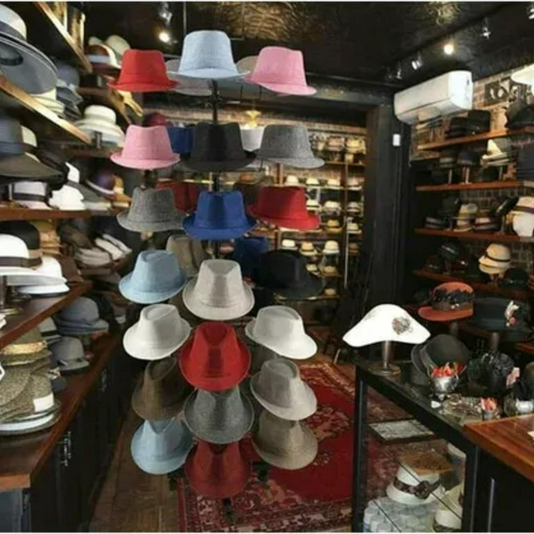 CrearClasico 7-Tier Hats Display Rack,70 Hooks Retail Hat Holders Headwear  Rack Cap Organizer,Standing Commercial Metal Hat Hanger Floor Standing