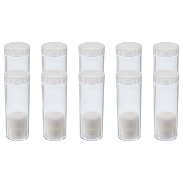 Uxcell Round Coin Tubes, 10 Pack Coin Storage Tubes with Storage Box Fit 32mm Coins, Clear