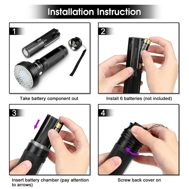 2 In 1 Powerful LED Torch Lamp 75Lumens UV Lamp 395NM Ultraviolet Light
