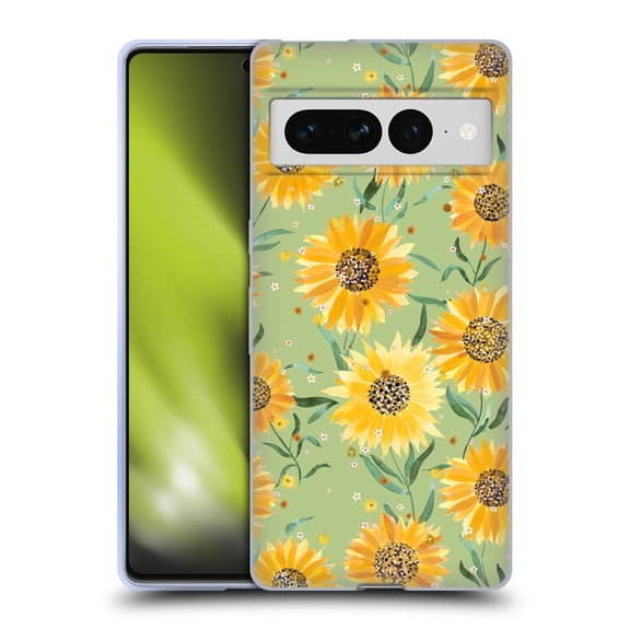 Head Case Designs Officially Licensed Ninola Floral Art Sunflowers Green Soft Gel Case Compatible with Google Pixel 7 Pro