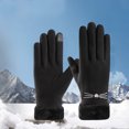 thumbnail image 4 of Winter Ladies Warm Gloves with Cuff, Thickened Riding Driving Gloves, Fashion Heating Hand Protection, Thermal Insulation, Cold Weather Outdoor Activities, 4 of 6