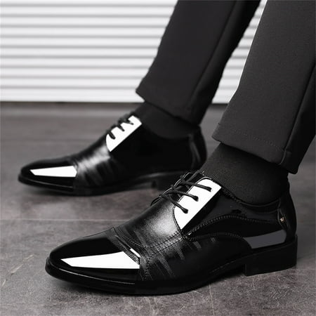

Christmas Fashion Men Leather Shoes Large Size Casual Low Heel Flat Solid Color British Style