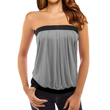 

Women S T Shirts & Tank Shirt For Women Holiday Tops Casual Summer Off Shoulder White Women Strapless Bandeau Tube Blouse Top Women S Bra Top Pullover