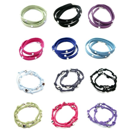 Double Wrap Around Bracelet - Frogsac 12 Pieces Wrap around Faux Suede Bracelets with Stones & Beads Great Party Favors