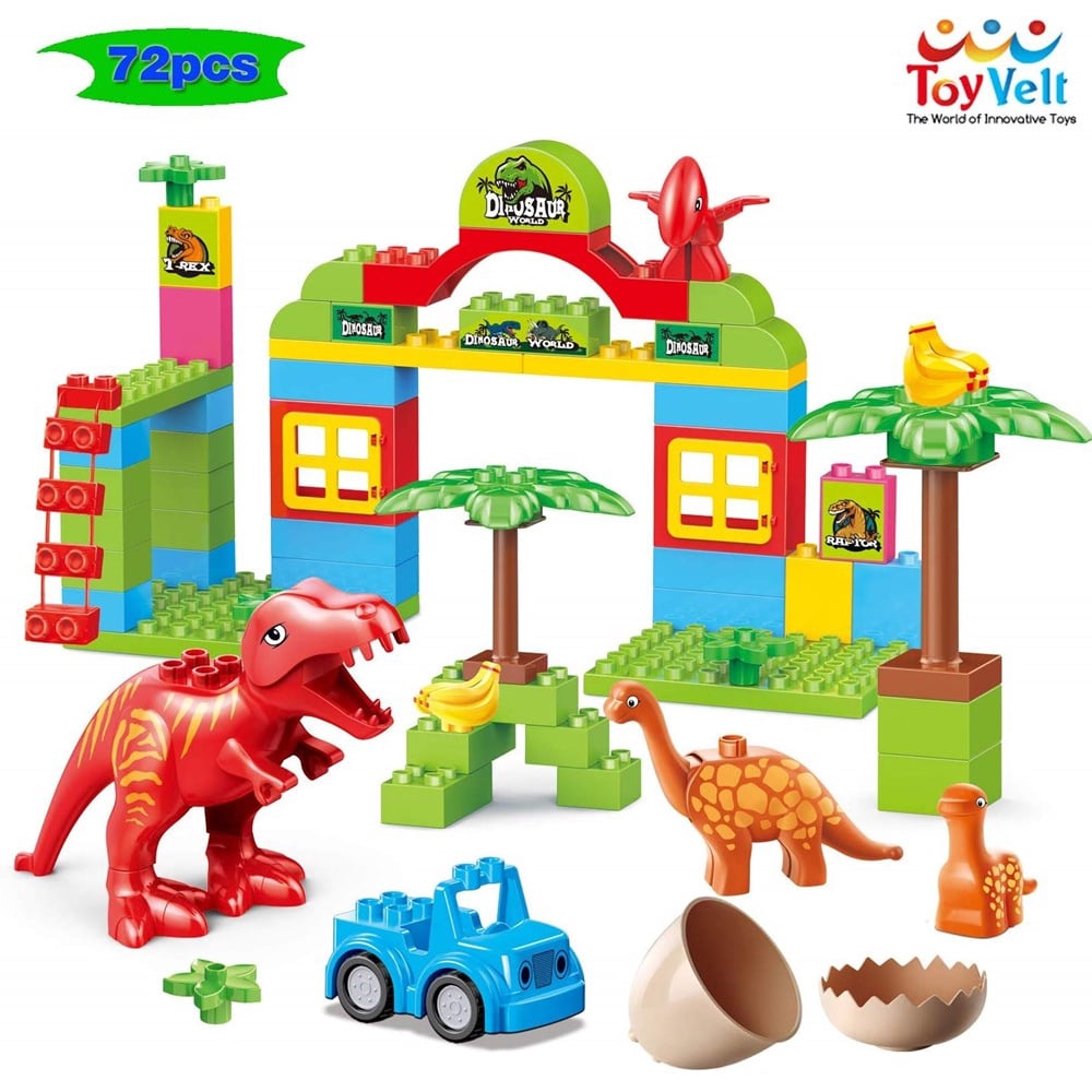 ToyVelt Dinosaur Blocks Toy 72 Piece Jurassic Era Block Set