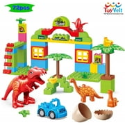 ToyVelt Dinosaur Blocks Toy 72 Piece Jurassic Era Block Set ? Compatible with All Major Brands Entertaining and Educational Children?s Dinosaur Toys ? for Boys & Girls Ages 3 -12 Years Old