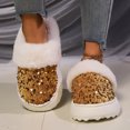 thumbnail image 2 of Shadoumai Sequins Slippers for Women Fuzzy Slipper Closed Toe Warm Shoes Comfy Winter House Shoes Indoor Outdoor, 2 of 8