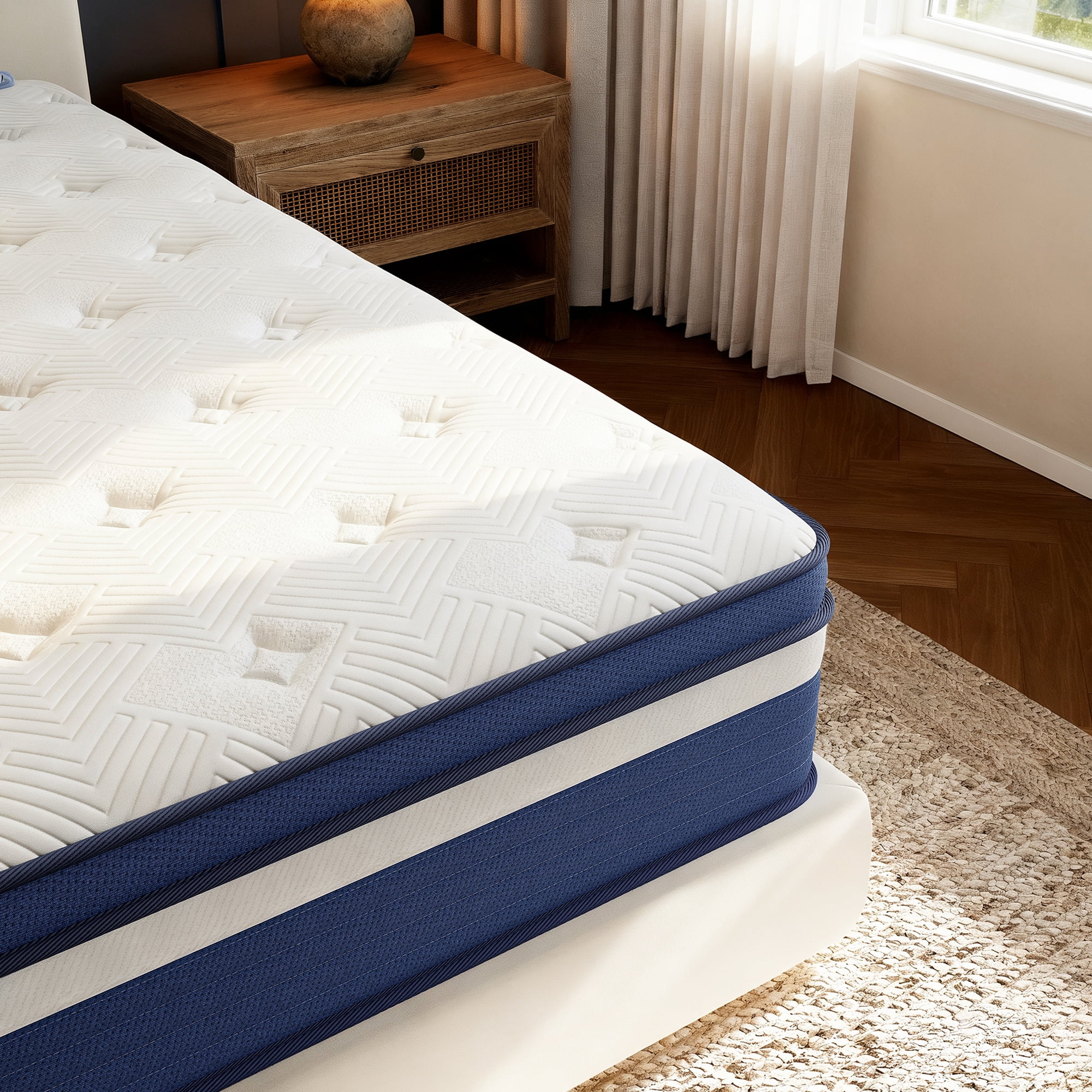 Babo Care 12 inch Queen Size Hybrid Mattress with Memory Foam, Medium Support, Individually Pocketed Springs, Motion Isolation, CertiPUR-US Certified, Mattress in a Box