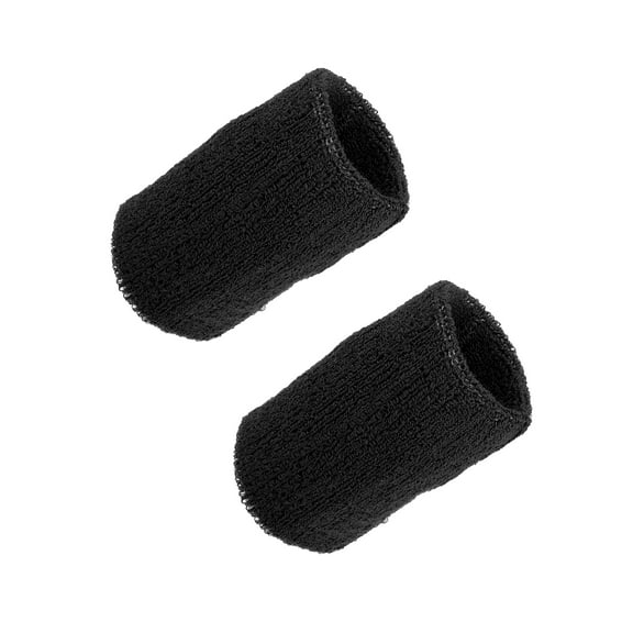 Vocoste Pair Sweat Absorbing Wrist Sweatbands Athletic Cotton Terry Cloth Black 8x10cm