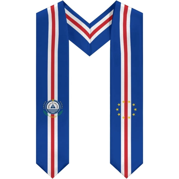 Emblem of Cape Verde Graduation Stole Shawl Sash Honor For Study Aboard International Students