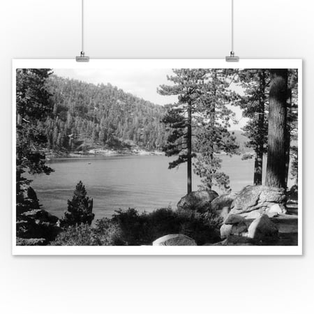 Big Bear Lake, California - View from San Bernardino Mountains - Vintage Photograph (9x12 Art Print, Wall Decor Travel (Best Camping In San Bernardino Mountains)