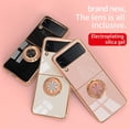 thumbnail image 5 of Compatible with Rose Gold Galaxy Z Flip 3 Case for Women Girls, Kickstand Ring Holder 360 Rotation Ring Glitter Plating Edge Work with Magnetic Mount Luxury Cover for Galaxy Z Flip 3 5G Black, 5 of 7