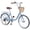 Blue, variant on 22 Inch Girls Bike with Basket, 7 Speed City Commuter Bicycle, Steel Step-Through Frame, Multiple Colors, Comfort Leather Saddle, Fit Teens & Women 4‘8"-5’4"