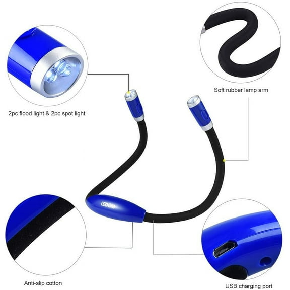 EASTIN Rechargeable LED Book Light, Neck Hug Reading Lights for reading in Bed, Hand-Free Super Flexible, 3 Adjustable Brightness Levels, Perfect for Bookworms, Kids, Reading In Car,Crafts