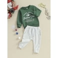 thumbnail image 3 of CIYCuIT Toddler Baby Boys 2Pcs Christmas Outfits Long Sleeve Letter Print Sweatshirt + Elastic Waist Pants 0-3T Infant Casual Sweatsuit Daily Clothes, 3 of 9