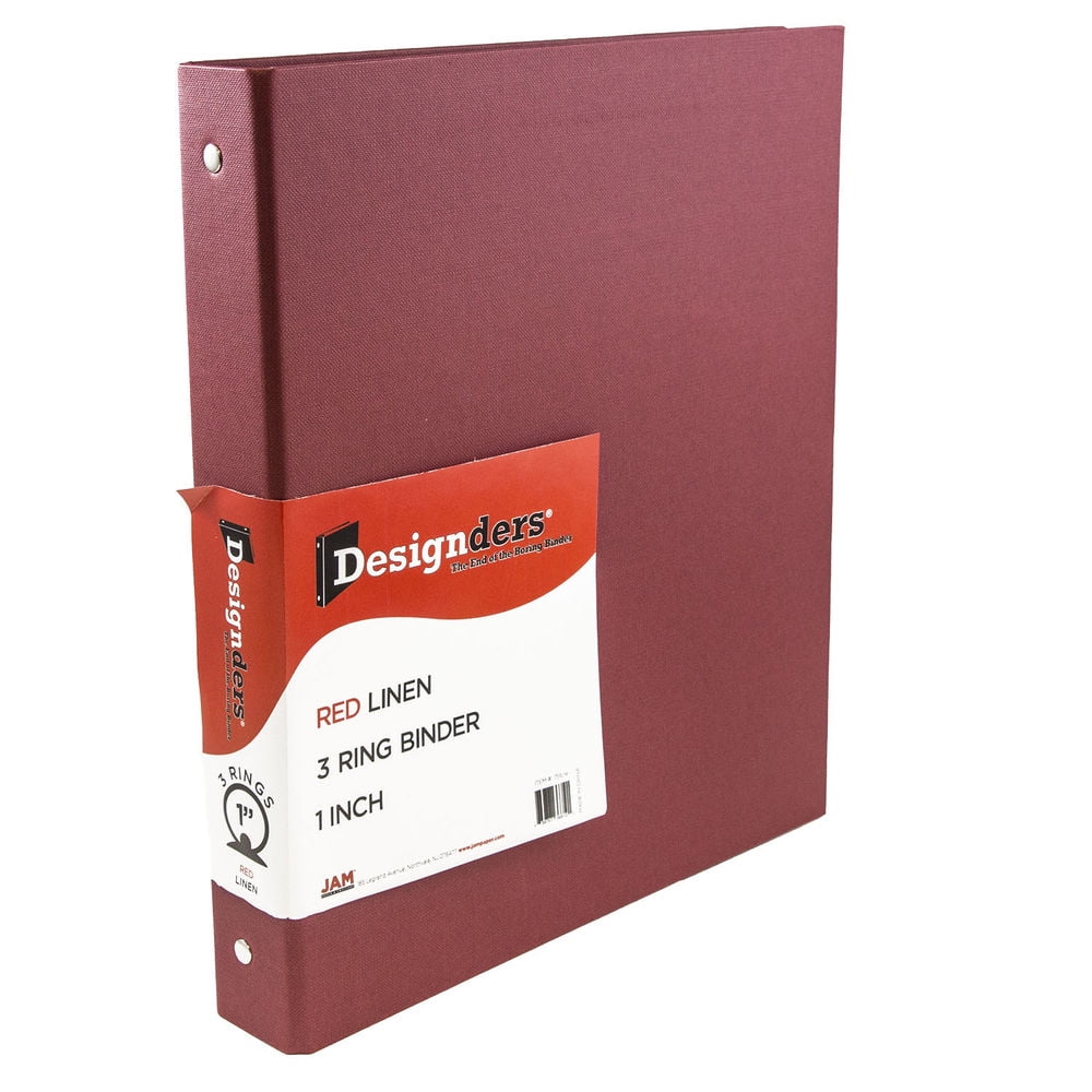 JAM Linen 1 in Binders, 3 Metal Rings, Red, 1/Pack