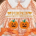 thumbnail image 4 of JFOPQVSM Girls Romper Halloween Pumpkin with Ruffle and Long Sleeves Holiday Bodysuit, 4 of 4