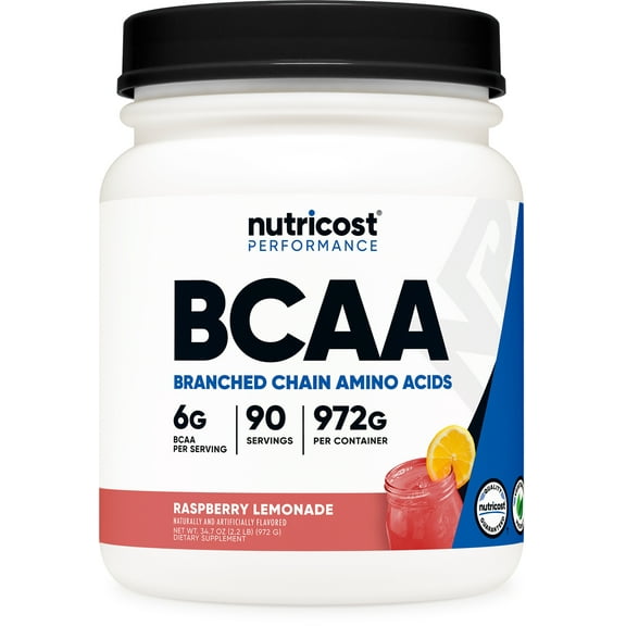 Nutricost BCAA Powder- 2:1:1 - (Raspberry Lemonade) 90 Servings - Amino Acids