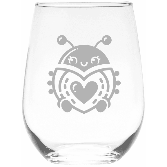 C&M Personal Gifts 17 oz Lovely Ladybug Stemless Wine Glass