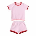 thumbnail image 2 of Ugoldhm Baby Boys Girls 2 Pieces Cotton Shorts Set Short Sleeve Shirt Elastic Waist Bottoms Outfits 9 Months-5 Years, 2 of 9