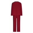 thumbnail image 6 of Summer Sales CNJKEHIUV Under $14 Women's Solid Round Neck Casual Home Wear Two Piece Pajamas Red M, 6 of 6