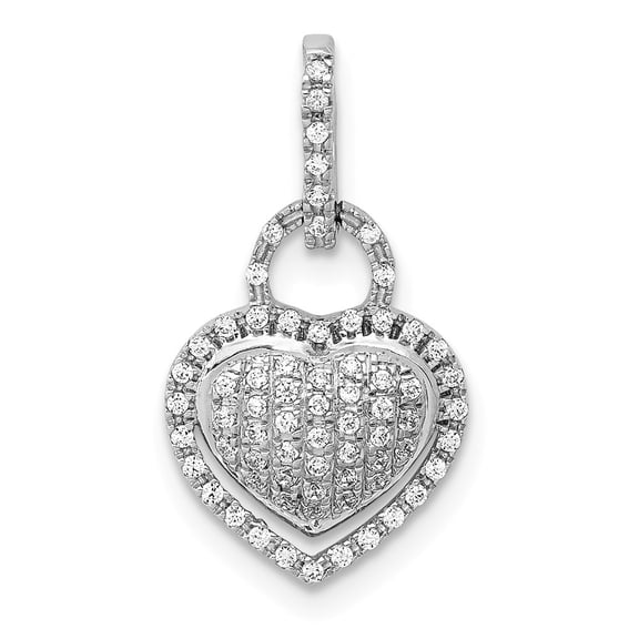 Real 14kt White Gold 1/5ct. Diamond Fancy Heart Pendant; for Adults and Teens; for Women and Men