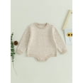 thumbnail image 2 of Bagilaanoe Newborn Baby Girl Boy Rompers Sweater Solid Long Sleeve Knit Bodysuits 3M 6M 9M 12M 24M Warm One Piece Short Jumpsuit, 2 of 8