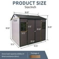 thumbnail image 5 of 8 x 6ft  Resin Outdoor Storage Shed, Waterproof Shed with Floor & Two Windows & Lockable Door, Tool Shed for Garden, Patio, Backyard, Brown, 5 of 8