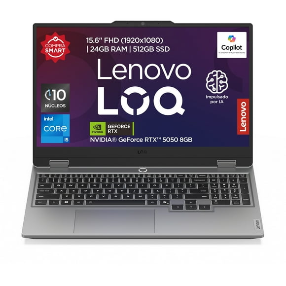 Laptop Lenovo LOQ Gaming NVIDIA GeForce RTX 5050 CI5H Gen 13th RAM 24GB SSD 512GB Gris