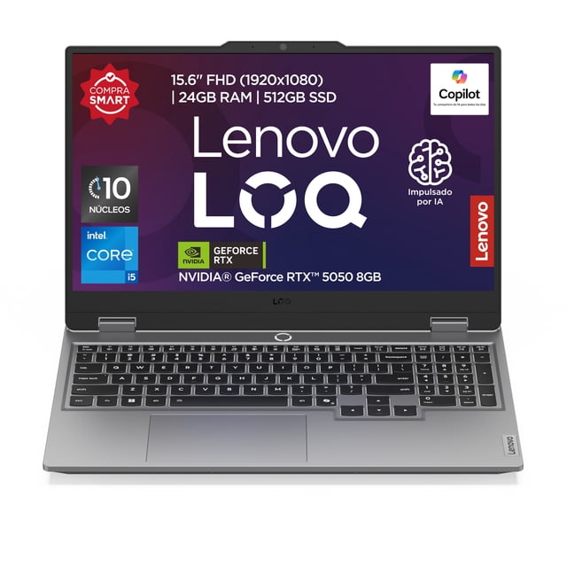 Laptop Lenovo LOQ Gaming NVIDIA GeForce RTX 5050 CI5H Gen 13th RAM 24GB SSD 512GB Gris