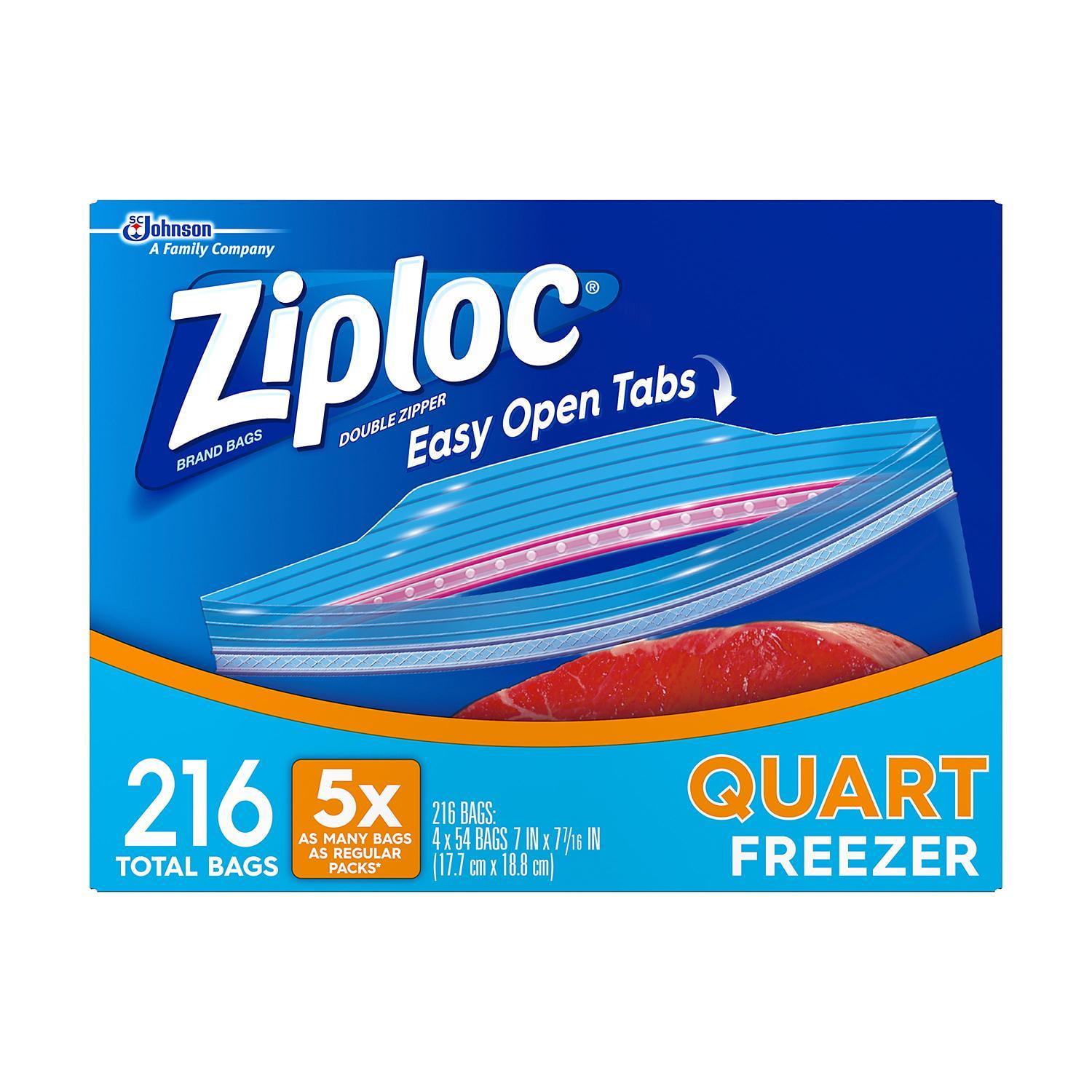 152 Ct Ziploc Easy Open Tabs Storage Gallon Ffreezer Double Zipper Bags