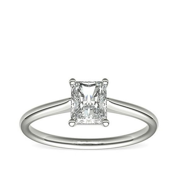 1.00 Carat Wonderful Solitaire Radiant Cut Natural Diamond Ring for Engagement Solid 14K White Gold Size 7