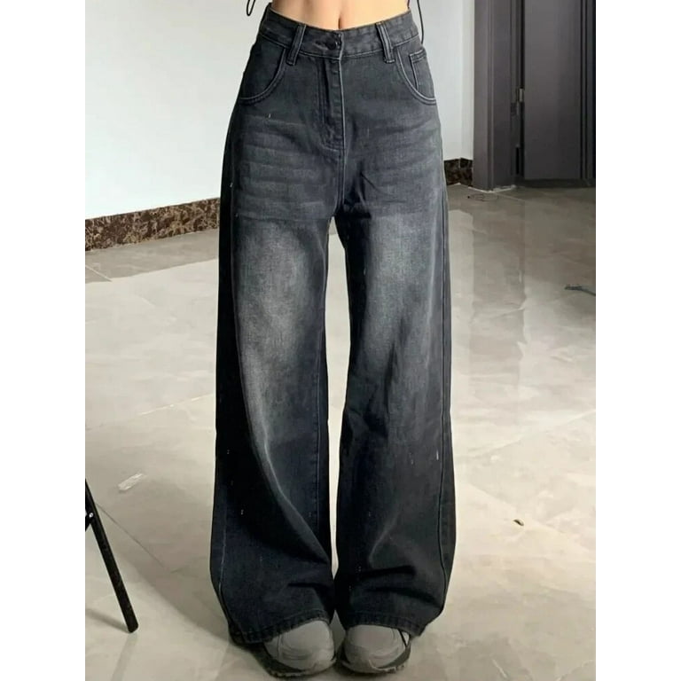 Vintage Black Jeans Women High Waist Grunge Y2k 90s Vintage Black Jeans Women High Waist Grunge Y2k 90s