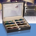 thumbnail image 2 of 8 Slot Organizer PU Leather Eyeglass Sunglasses Storage Glasses Display Box Case, 2 of 9