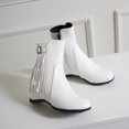 thumbnail image 4 of NECHOLOGY Botas Mujer Adulto Femenino Zapatos Botines mujer Botas de realce interior con cremallera lateral y hebilla de cinturón con borlas de cuero de color sólido para mujer (White, 6.5), 4 of 7