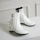 thumbnail image 4 of NECHOLOGY Botas Mujer Adulto Femenino Zapatos Botines mujer Botas de realce interior con cremallera lateral y hebilla de cinturón con borlas de cuero de color sólido para mujer (White, 8.5), 4 of 7