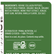 Primal Kitchen Collagen Keto Latte Matcha Drink Mix 9.33 oz