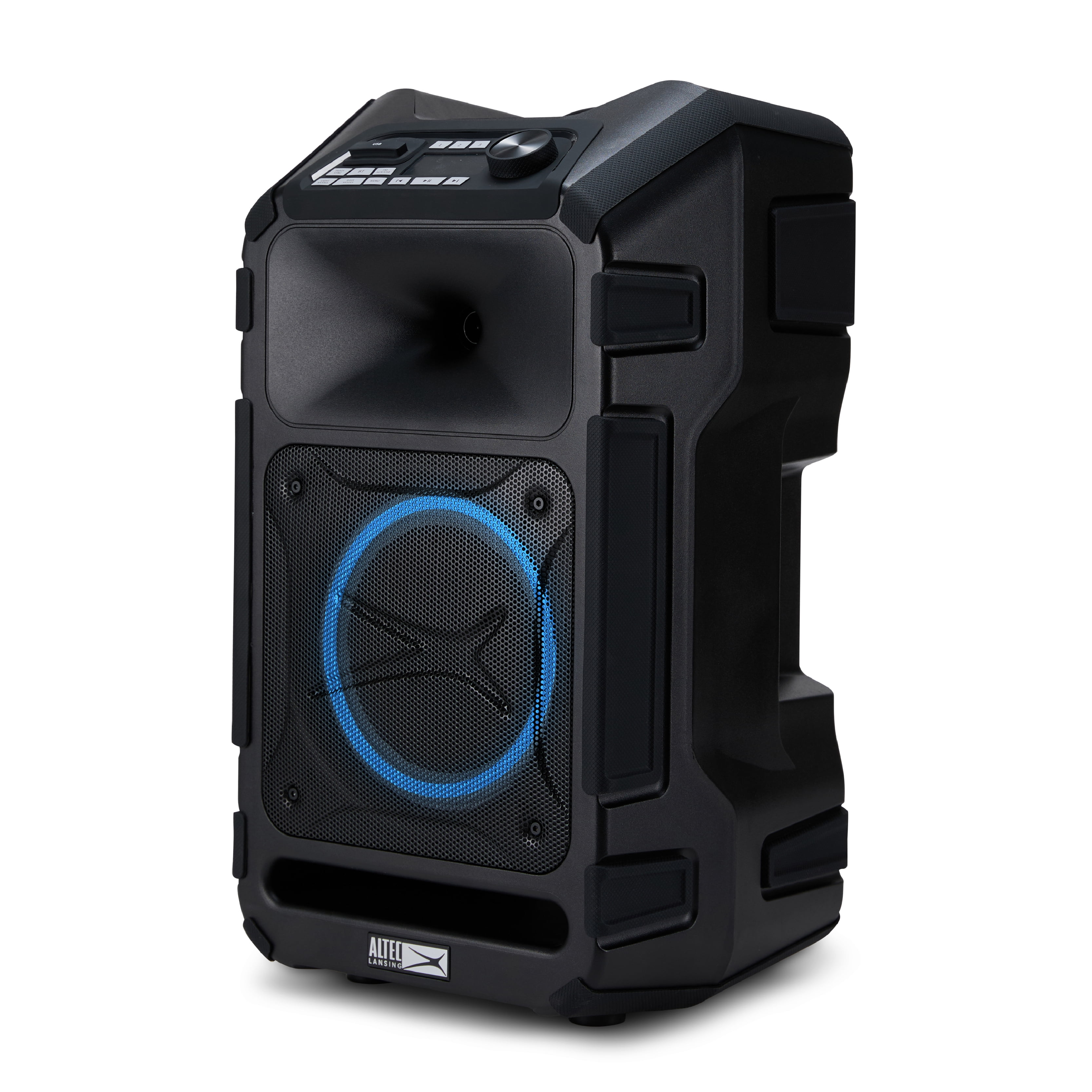 Altec Lansing Sonic Boom 120 Bluetooth Party Speaker, 120W IP67 Waterproof Portable Speaker with Wheels & Handle, Up to 12H playtime & LED Party Lights, Bass Boost, FM Radio, Karaoke Mic/AUX Input
