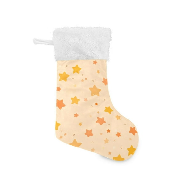 Haosy Christmas Stockings for Christmas Tree Fireplace Family Holiday Party 18 inch Light Orange Star
