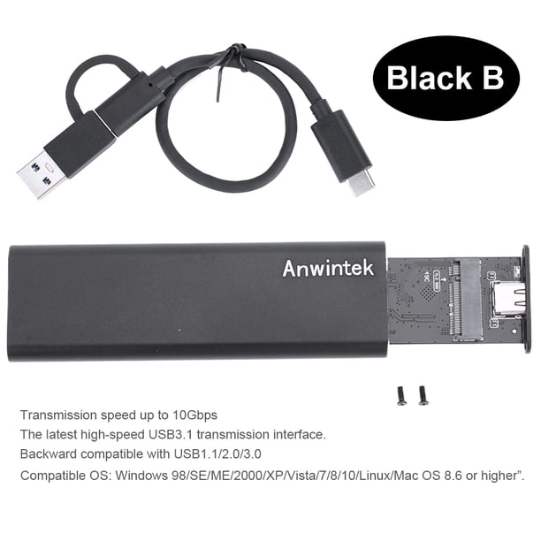 Caja Unidad Disco Duro SSD M2 SATA NGFF A USB3.1 para 2230 2242 2260 2280 (C/A/C)