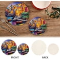 thumbnail image 4 of GZHJMY Picturesque Village Trivets Pot Holders Set of 2 Decoration Potholders Pure Cotton Thread Weave Trivets, Coasters, Placemats, Spoon Rest for Cooking for Kitchen Pans Bowl Teapot, 4 of 7