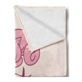 thumbnail image 2 of Saying Soft Flannel Fleece Throw Blanket, Sleeping Cartoon Cat with Stars Clouds on a Pastel Background, Cozy Plush for Indoor and Outdoor Use, 70" x 90", Dried Rose Pale Pink, by Ambesonne, 2 of 5