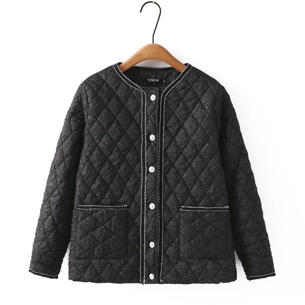 Parkas de manga larga para mujer, chaquetas acolchadas cálidas para mujer, chaqueta acolchada lisa de manga larga con estampado floral, abrigos con bolsillos, blusa para mujer